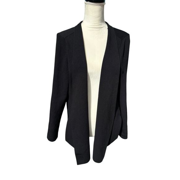 MM LaFleur Woolf Black Knit Perforated Detail Open Front Jardigan - +1 / XL - Picture 2 of 11